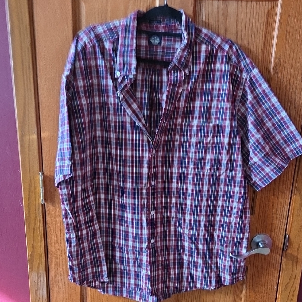 Dockers Red and Blue Plaid Casual Shirt